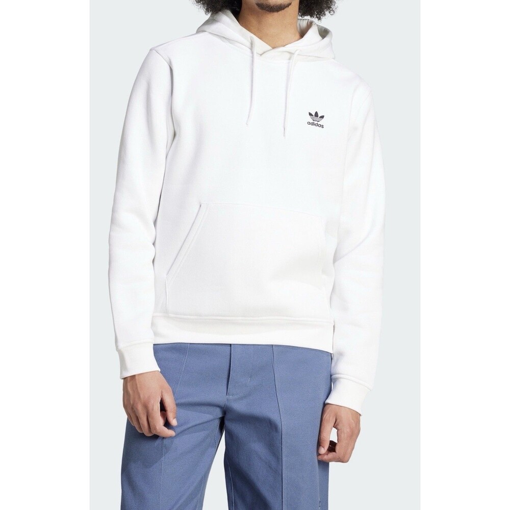 adidas men Trefoil Essentials Hoodie Size Large White - New With Tags